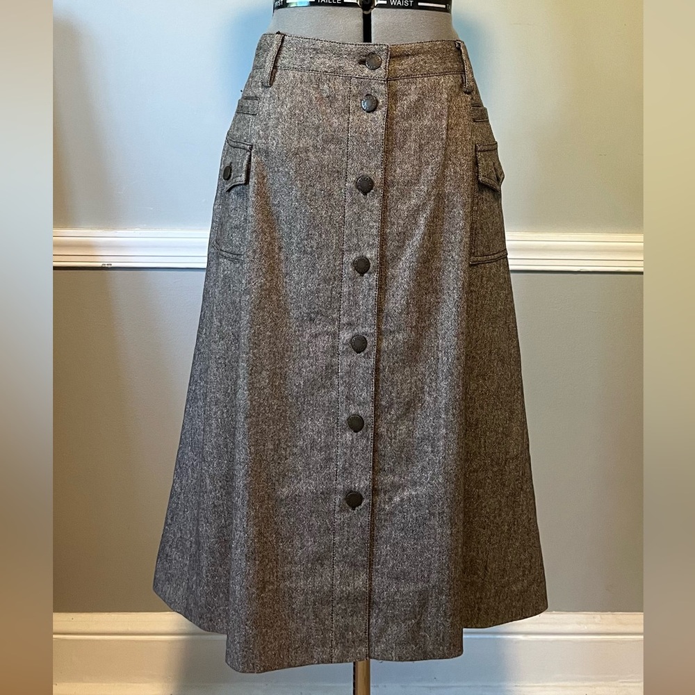Dolce & Gabbana Vintage A Line Skirt - Brown/Ivory tweed Italian Size 42 (US 6)